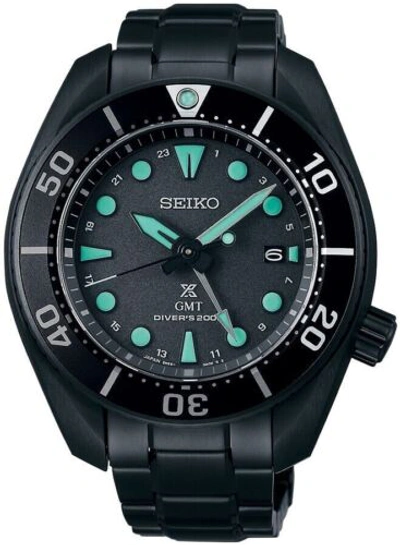 Pre-owned Seiko Prospex Sumo Sbpk007 Diver Black Gmt Mechanical Automatic Watch Us