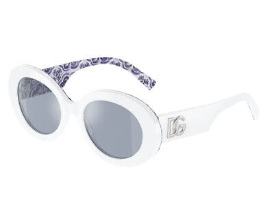 Pre-owned Dolce & Gabbana Sunglasses Dg4448 337155 White/blue Light Blue / Silver Woman