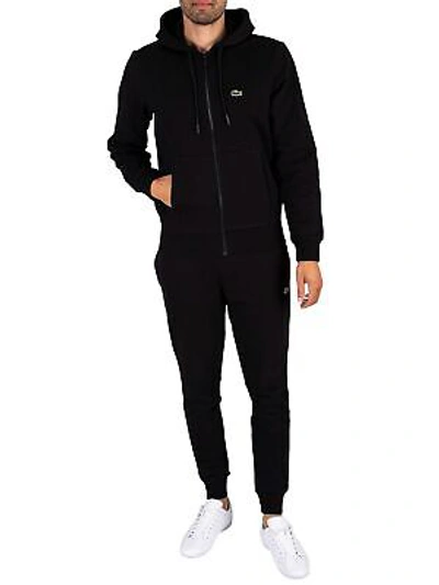 Pre-owned Lacoste Men's Zip Hoodie Tracksuit, Black