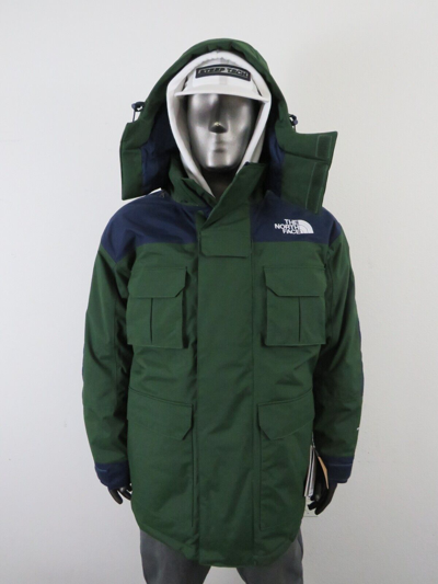 Pre-owned The North Face Mens  Coldworks Down Parka Insulated Winter Jacket - Pine Needle In Pine Needle Green / Summit Navy Blue / Tnf White
