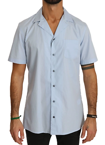 Pre-owned Dolce & Gabbana Elegant Blue Cotton Casual Shirt