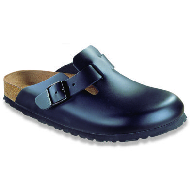 Pre-owned Birkenstock Boston Clog Houseshoe Sandals Premium Smooth Leather In Black