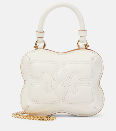 Ganni Butterfly Nano Faux Leather Crossbody Bag In White