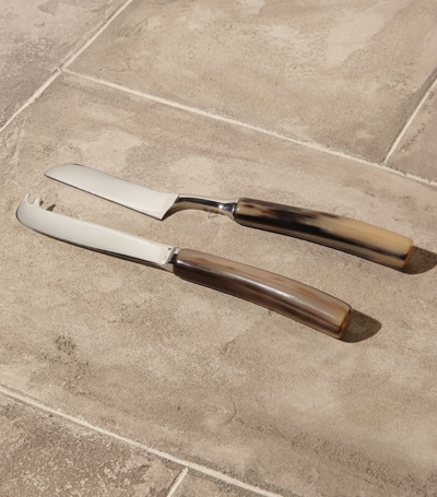 Brunello Cucinelli Stainless Steel Cheese Knives (set Of 2) In Neutrals