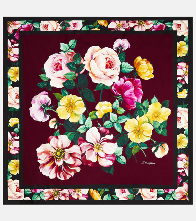 Dolce & Gabbana Floral Silk Satin Scarf In Multi