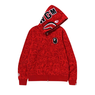 Pre-owned Bape 30th Anniversary Line Camo Shark Full Zip Hoodie 'red'