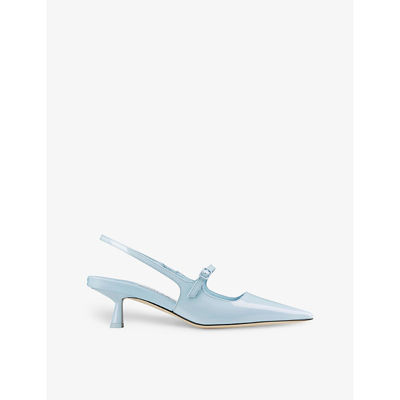 Jimmy Choo Womens Ice Blue Didi Patent-leather Slingback Courts