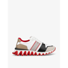 CHRISTIAN LOUBOUTIN CHRISTIAN LOUBOUTIN MEN'S VERSION WHITE NASTROSHARK SERRATED-SOLE LEATHER-BLEND MID-TOP TRAINERS