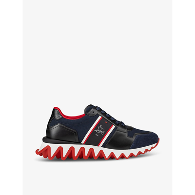 Christian Louboutin Mens Version Navy Loubishark Chunky-sole Leather Low-top Trainers In Navy Multi