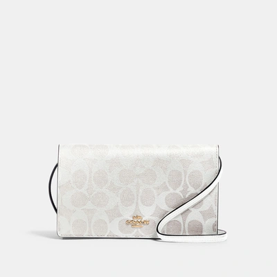 Coach Outlet Anna Foldover Crossbody Clutch In Signature Canvas In White