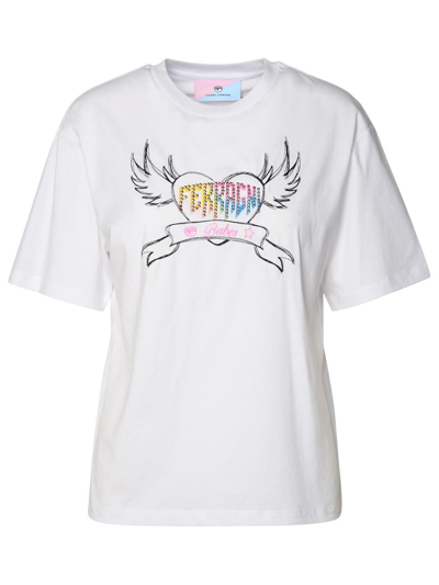 CHIARA FERRAGNI CHIARA FERRAGNI WHITE COTTON T-SHIRT