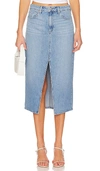 Paige Meadow Raw Hem Denim Midi Skirt In Ysabel