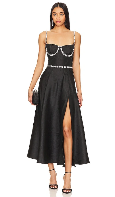 V. Chapman Cora Corset Midi Dress In Black Windsor Brocade