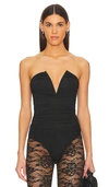 Superdown Vivienne Ruched Bodysuit In 黑色