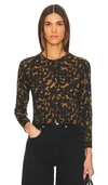 Theory Tortoise Pattern Merino Wool Cardigan In Dark Brown Multi
