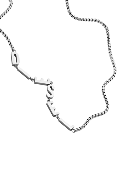 Diesel Stainless Steel Chain Necklace In Silver