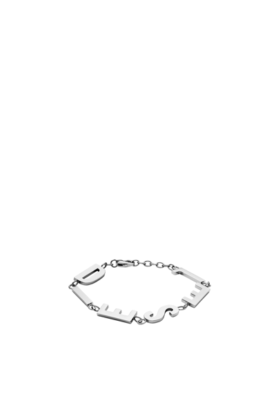 Diesel Stainless Steel Chain Bracelet In Silver