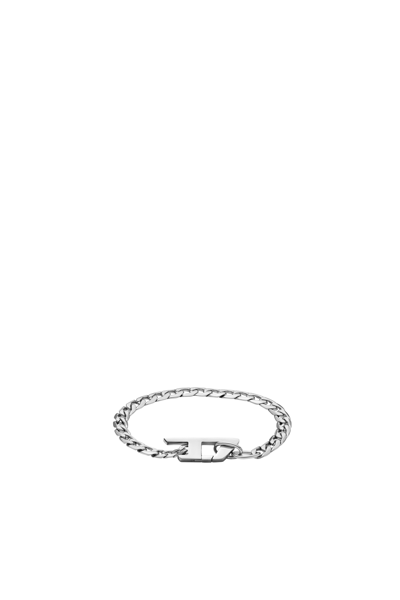 Diesel Stainless Steel Chain Bracelet In Silver
