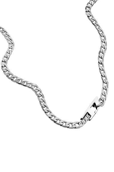 Diesel Stainless Steel Chain Necklace In Silver
