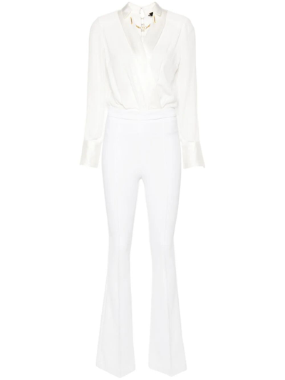 Elisabetta Franchi Chain-embellished Jumpsuit In Beige