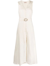 Twinset V-neck Buttoned Maxi Dress In Beige