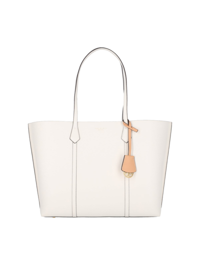 Tory Burch Perry Medium Leather Tote In White