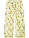 Burberry Dandelion-print Silk-satin Trousers In Yellow