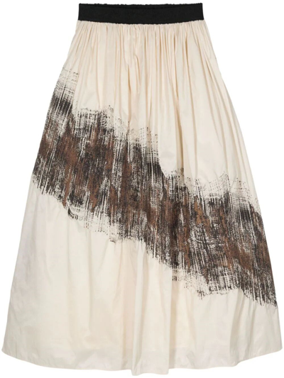 Gentry Portofino Abstract-pattern Maxi Skirt In Beige