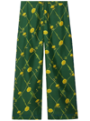 Burberry Dandelion Floral-print Flared Trousers In Green