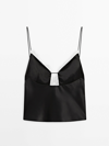 MASSIMO DUTTI SATIN CAMISOLE TOP WITH CONTRAST LACE