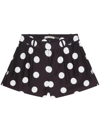 Alice And Olivia Polka-dot Crepe Mini Shorts In Black  