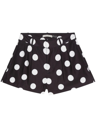 Alice And Olivia Polka-dot Crepe Mini Shorts In Black  