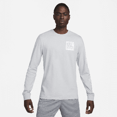 Nike Men's Long-sleeve Fitness T-shirt In Grey