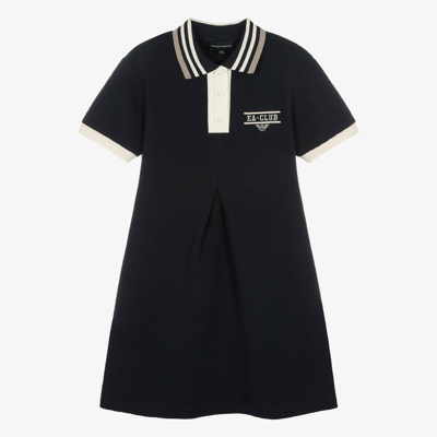 Emporio Armani Teen Girls Navy Blue Cotton Polo Dress