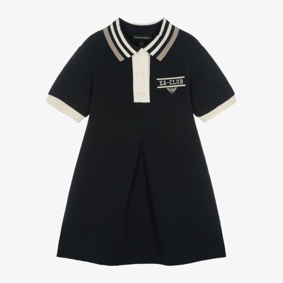 Emporio Armani Kids' Girls Navy Blue Cotton Polo Dress