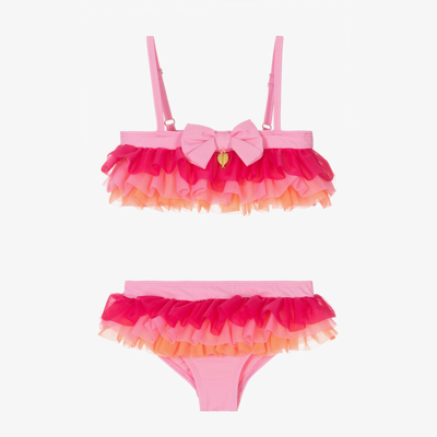 Angel's Face Kids' Girls Pink Tulle-ruffle Bikini (upf50+)