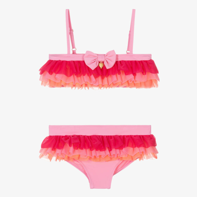 Angel's Face Teen Girls Pink Tulle-frill Bikini (upf50+)