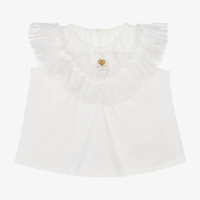 Angel's Face Kids' Girls White Cotton & Tulle Top