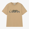 LANVIN TEEN BOYS BEIGE LEOPARD ORGANIC COTTON T-SHIRT