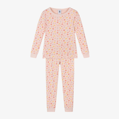 Petit Bateau Kids' Girls Pink Organic Cotton Floral Pyjamas