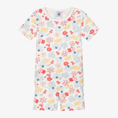 Petit Bateau Kids' Girls White Floral Organic Cotton Pyjamas
