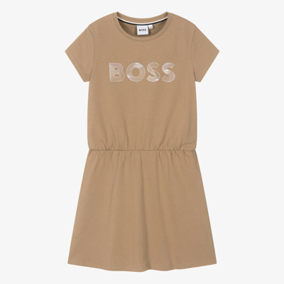 Hugo Boss Boss Teen Girls Beige Cotton Dress