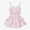 LAPIN HOUSE GIRLS PINK STRIPED FLORAL COTTON PLAYSUIT