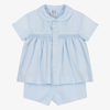 SARAH LOUISE BABY BOYS BLUE EMBROIDERED SHORTS SET
