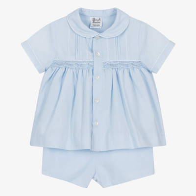 Sarah Louise Baby Boys Blue Embroidered Shorts Set
