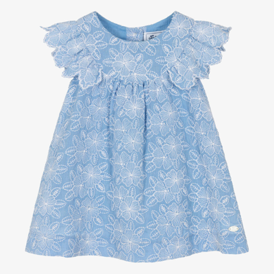 Tartine Et Chocolat Babies'  Girls Blue Embroidered Floral Dress