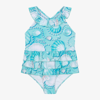 A Dee Kids' Girls Blue Seashell & Pearl Swimsuit