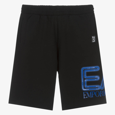 Ea7 Emporio Armani Teen Boys Black Cotton Oversized Shorts