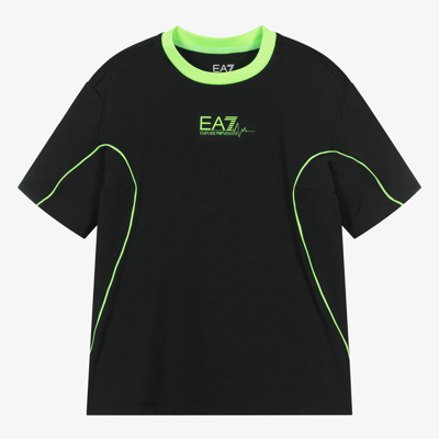 Ea7 Emporio Armani Teen Boys Black & Green T-shirt