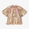 JUNONA GIRLS PINK & GOLD PLEATED BLOUSE